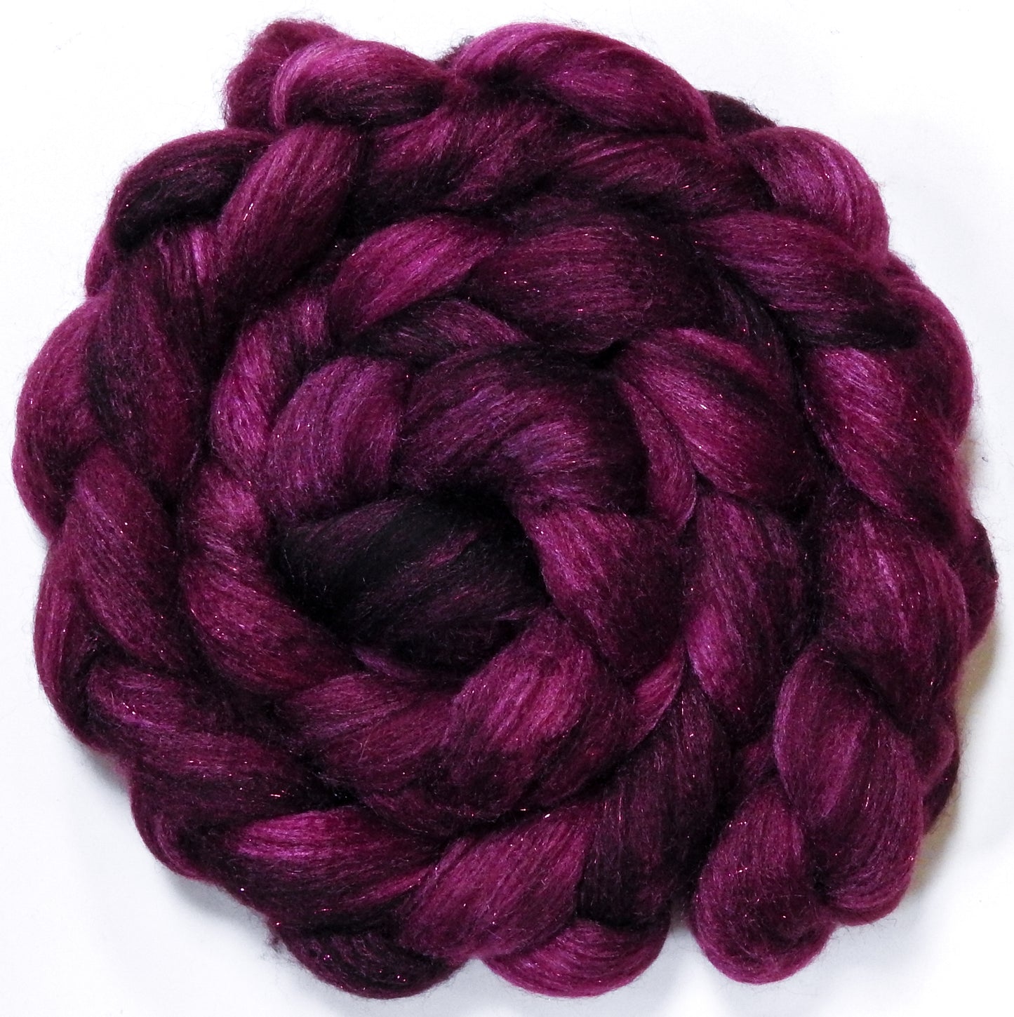 Beaujolais - Batt in a Braid #67 - Polwarth/Baby Camel/Tussah Silk/Gold Stellina (40/25/25/10)