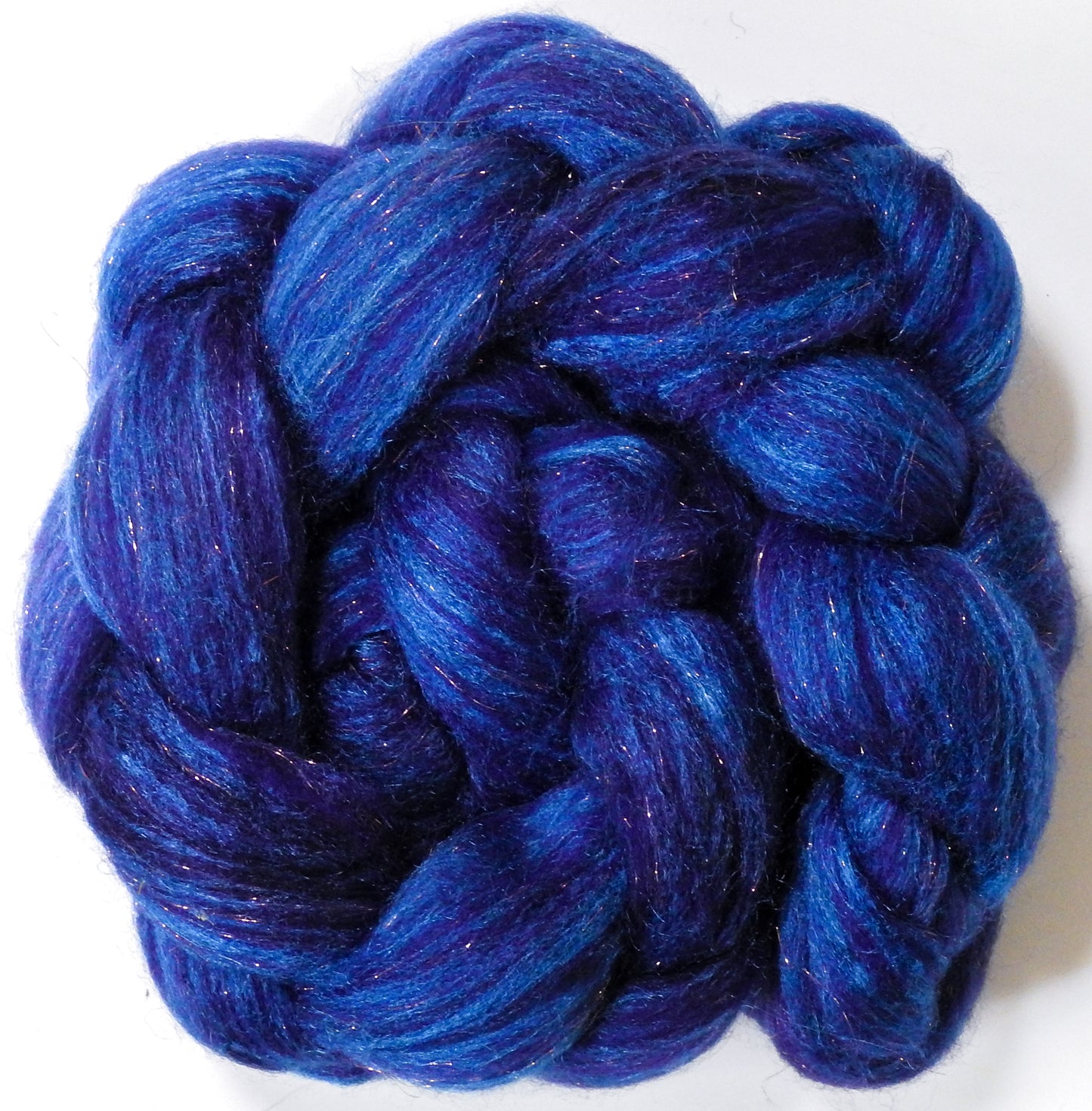 Andromeda - Batt in a Braid #67 - Polwarth/Baby Camel/Tussah Silk/Gold Stellina (40/25/25/10)
