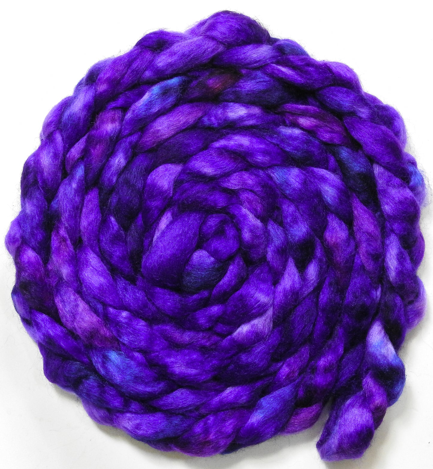 Callicarpa- Batt in a Braid #52- Wensleydale/ Mulberry silk/ Polwarth (60/25/15)