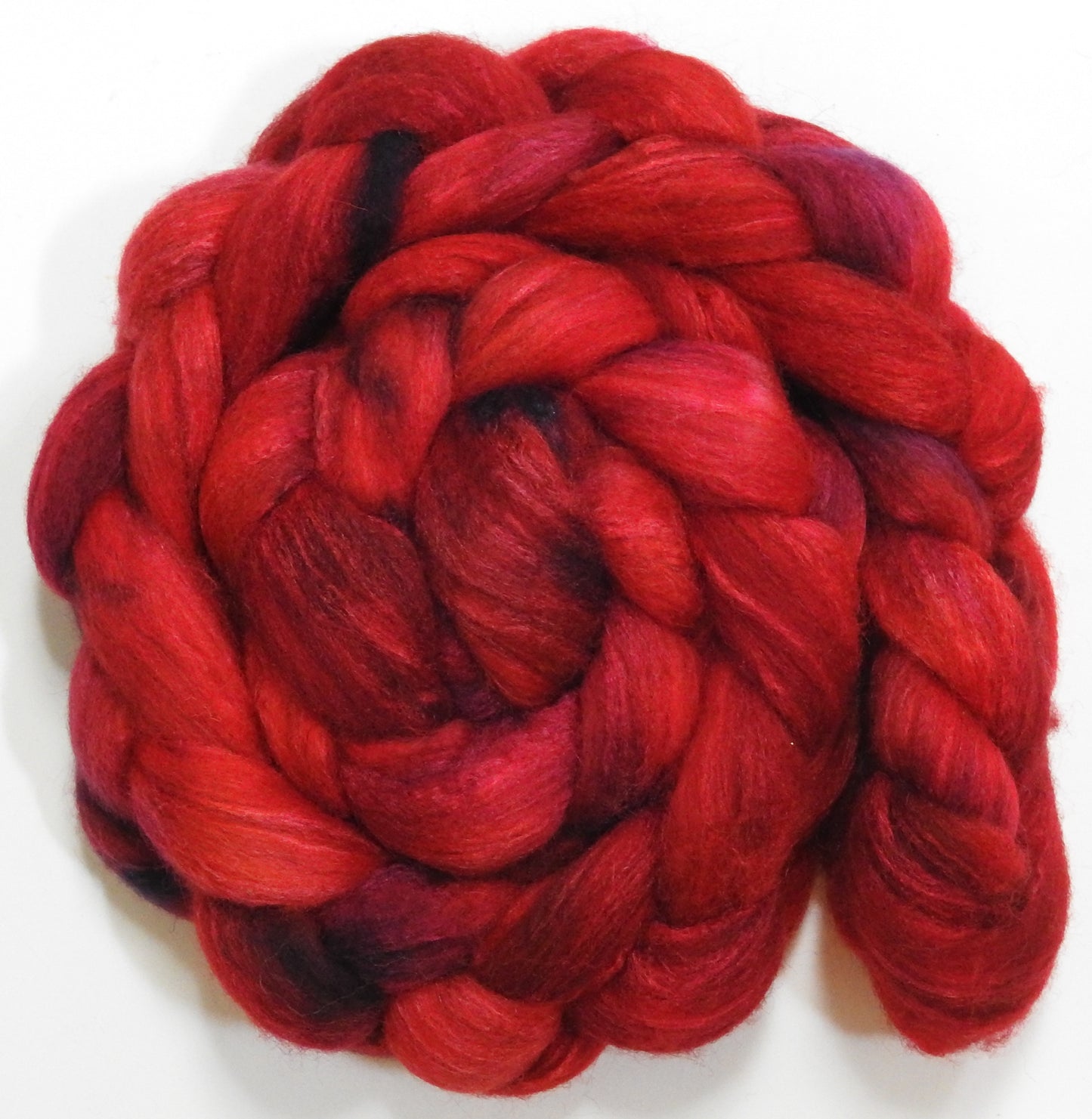 Empire Apple (5.8 oz) - Batt in a Braid #27 - Lt. Grey Shetland/ Falkland Merino / tussah silk (50/25/25)
