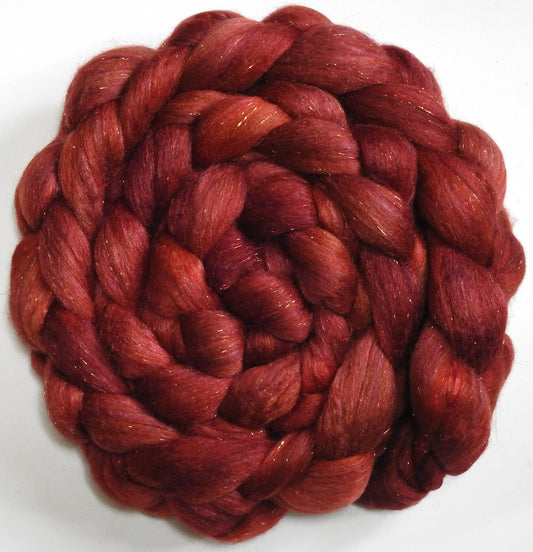 Henna (5.7 oz.) - Batt in a Braid #41 - Llama / Merino ( 18 mic.)/ Mulberry silk/ Stellina (40/30/25/5)