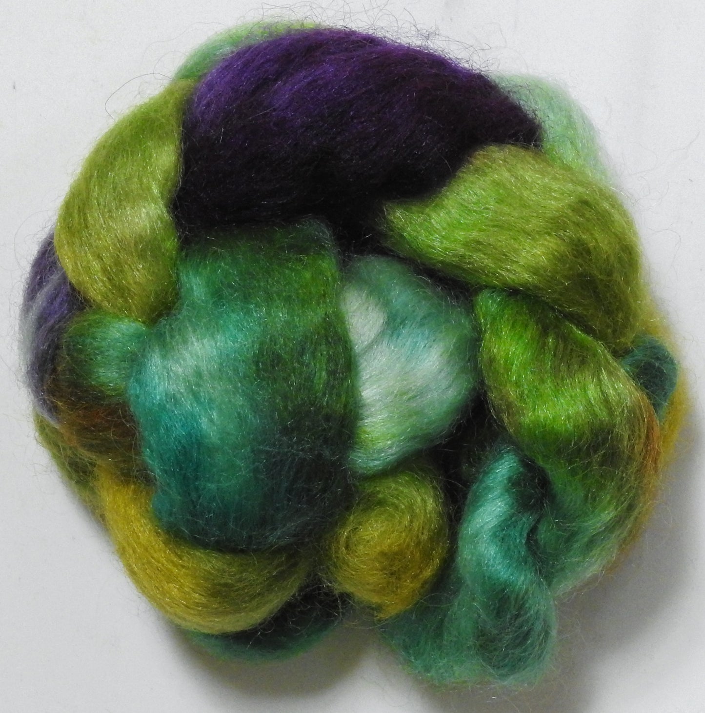 Primavera - Batt in a Braid #52- Wensleydale/ Mulberry silk/ Polwarth (60/25/15)