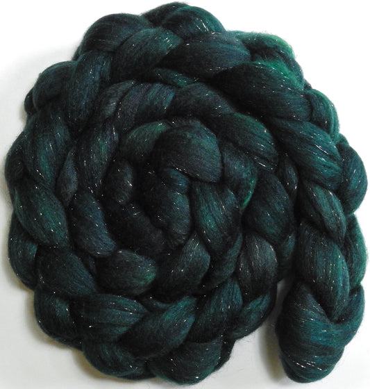Shamrock (5.5 oz) - Batt in a Braid #59- Merino/ Baby Camel/ black Tussah Silk/ Gold Stellina(40/25/25/10)