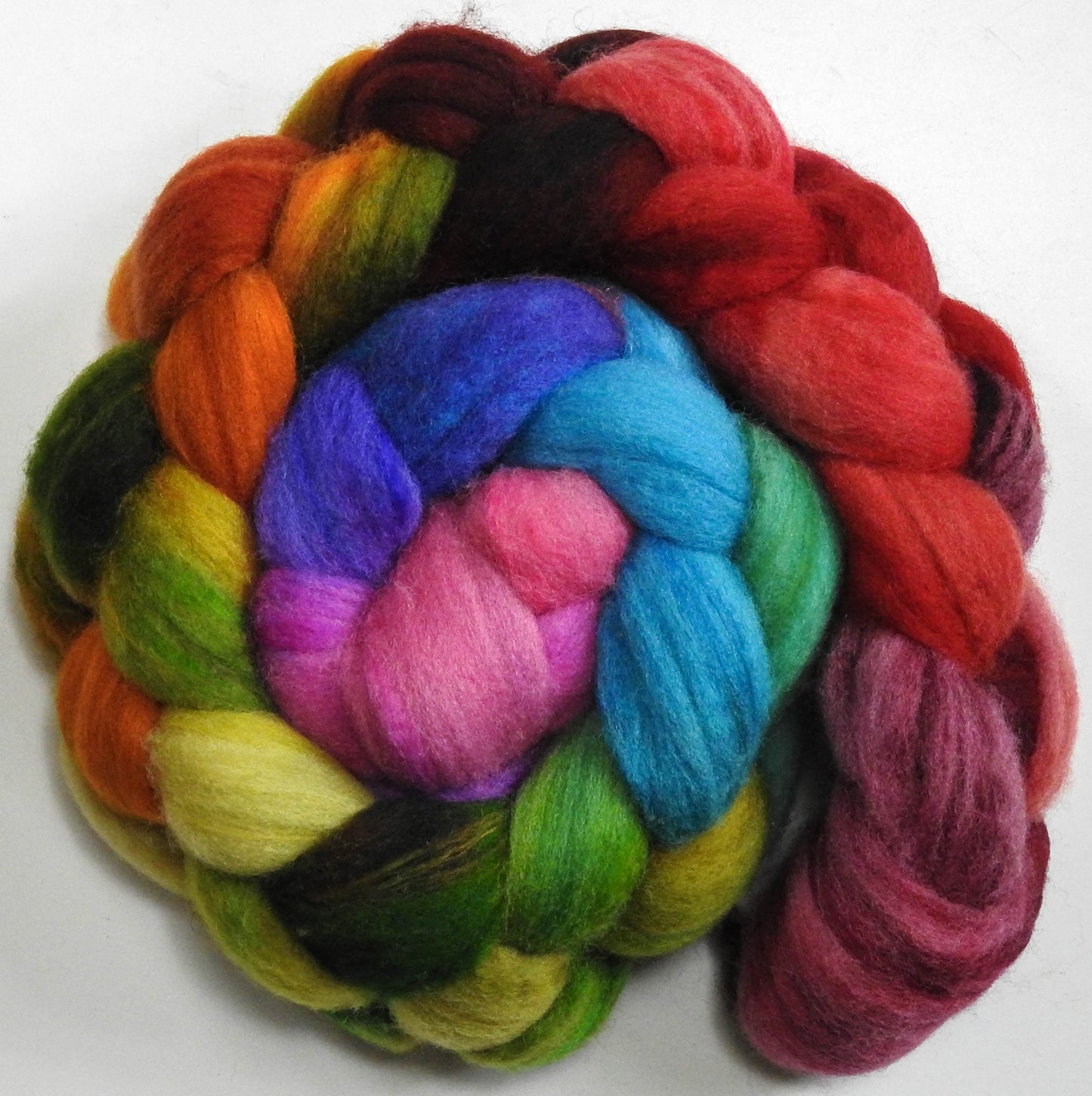 End of the Rainbow - Batt in a Braid #60- Southdown/ Bfl/ Bio-nylon (50/25/25)