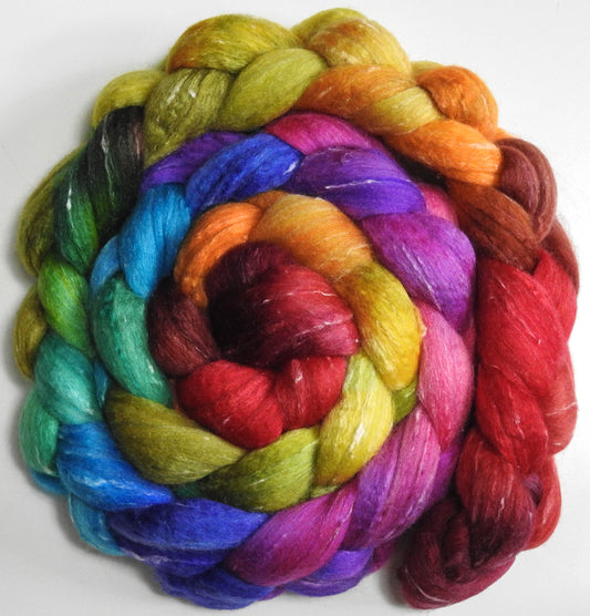 End of the Rainbow (5.8 oz)- Batt in a Braid #49- Polwarth/Silk/ Tweed (50/25/25)