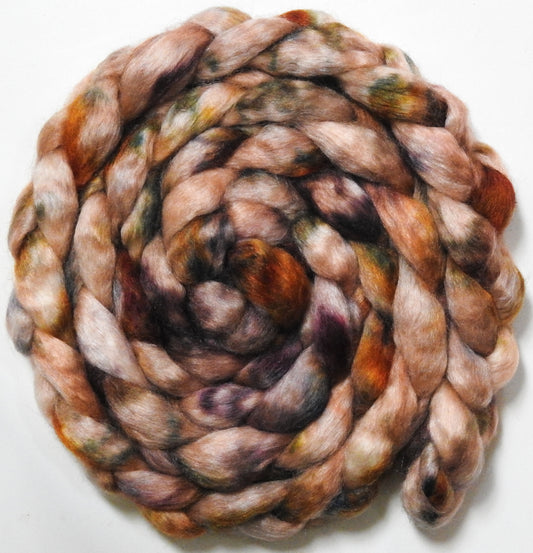 Biscotti (5.2 oz) - Batt in a Braid #52- Wensleydale/ Mulberry silk/ Polwarth (60/25/15)