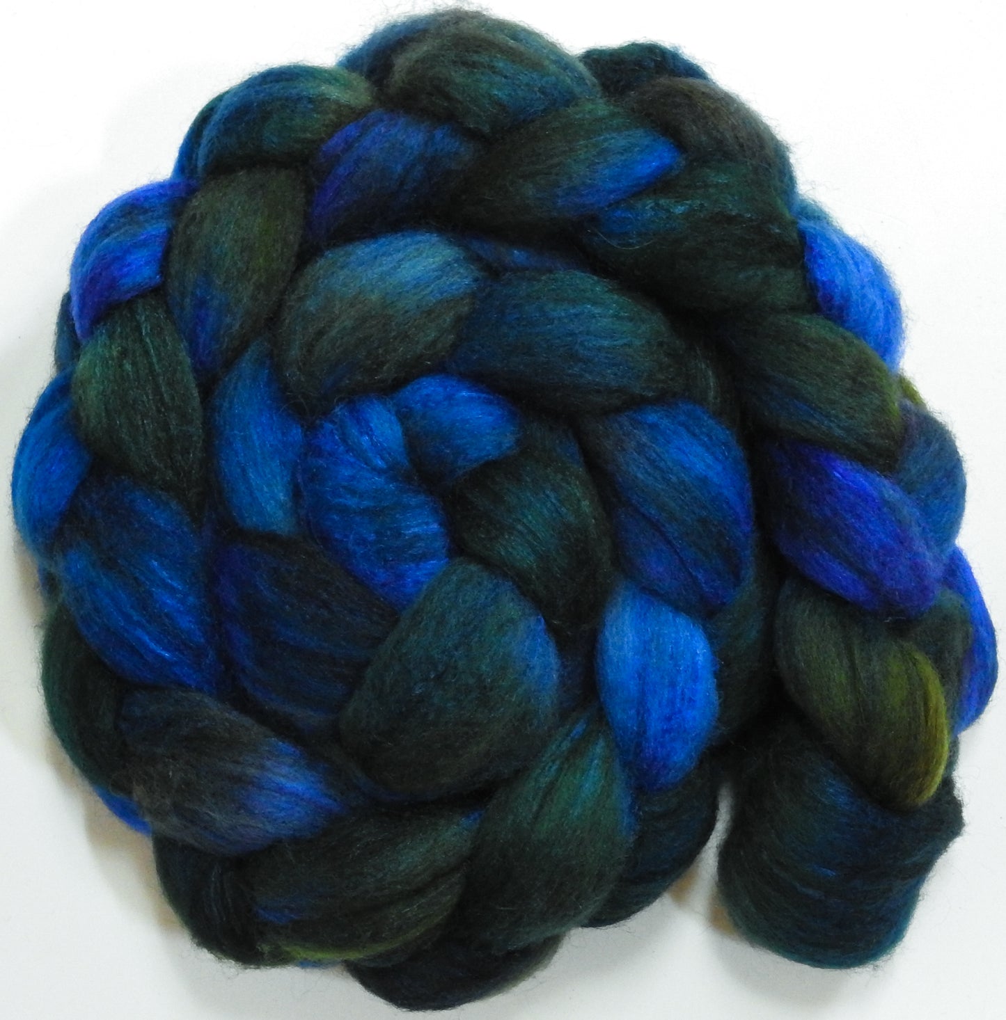Azurite (5.9 oz) - Batt in a Braid #27 - Lt. Grey Shetland/ Falkland Merino / tussah silk (50/25/25)