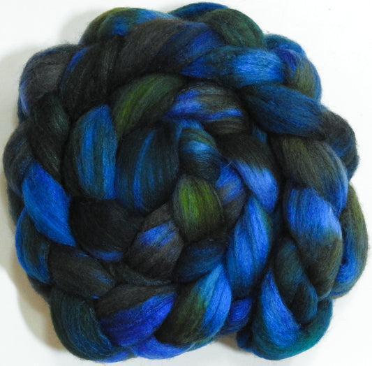 Azurite (5.9 oz) - Batt in a Braid #27 - Lt. Grey Shetland/ Falkland Merino / tussah silk (50/25/25)