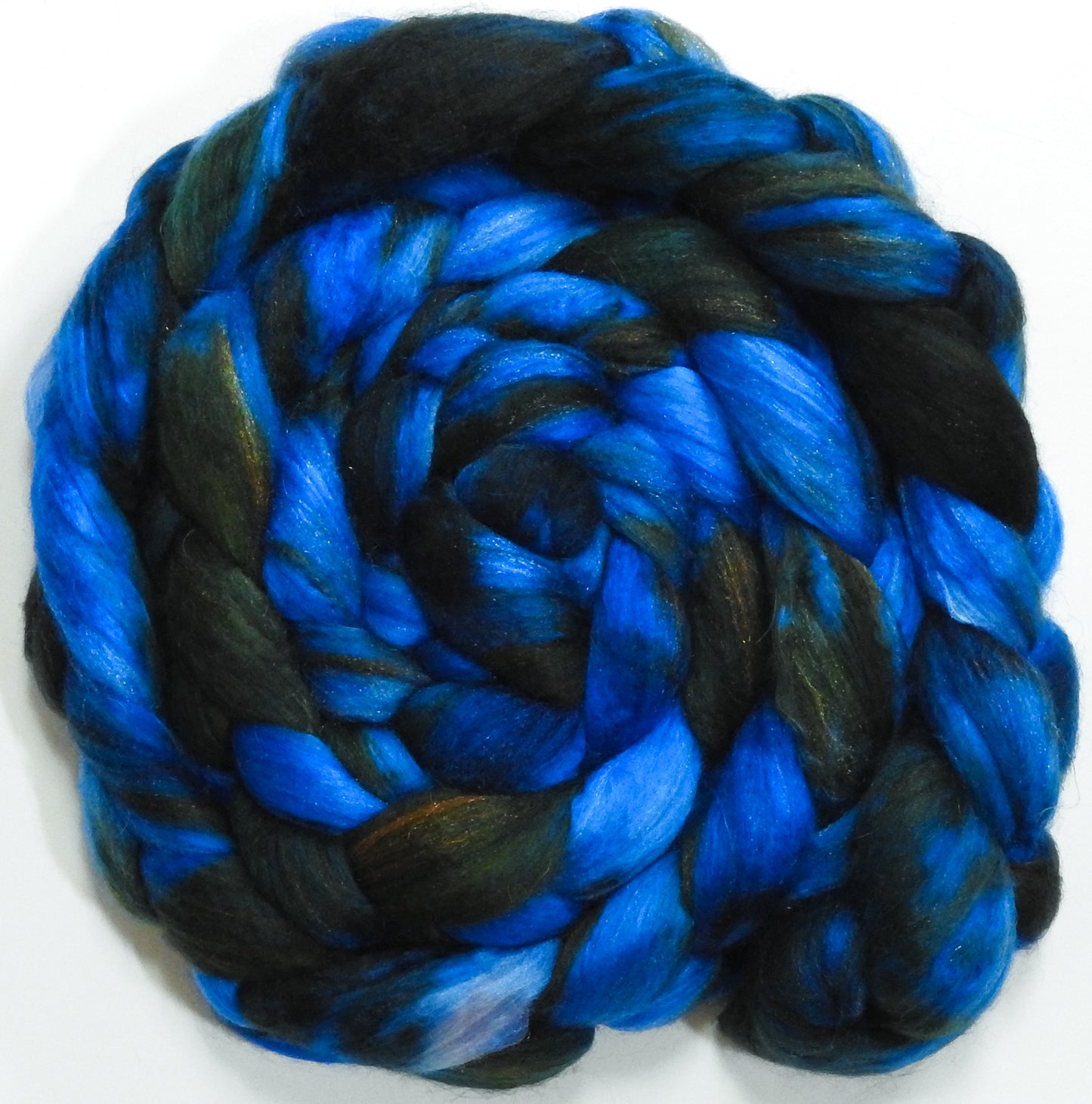 Azurite (5.8 oz) - Batt in a Braid #5 - Merino/ Camel/ silk/ faux cashmere/ firestar (25/25/25/13/12)