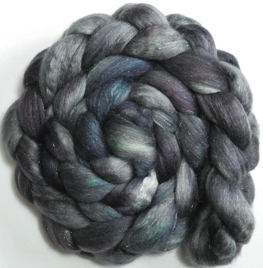 Asphalt (5.6 oz.) - Batt in a Braid #41 - Llama / Merino ( 18 mic.)/ Mulberry silk/ Stellina (40/30/25/5)