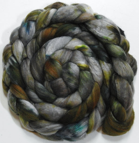 Green Tea (5.8 oz) - Batt in a Braid #5 - Merino/ Camel/ silk/ faux cashmere/ firestar (25/25/25/13/12)