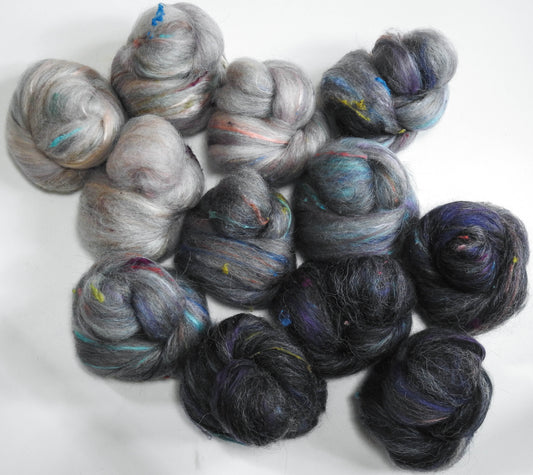 Fairy Cavern (4.1 oz) - NON-Sparkle Sticklebatts -Nash Island fleece; merino, Masham, Hebridean, polwarth, silk, bamboo, silk noil