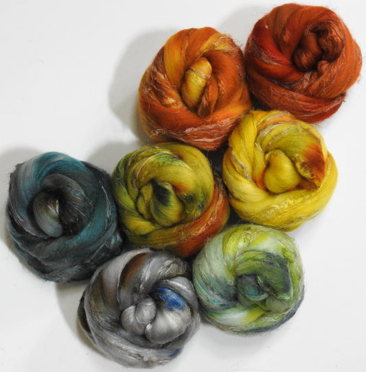 Gourds -Dyed Gradient  Set-(10.2 oz)-  Merino/Tussah/Flax (50/25/25)