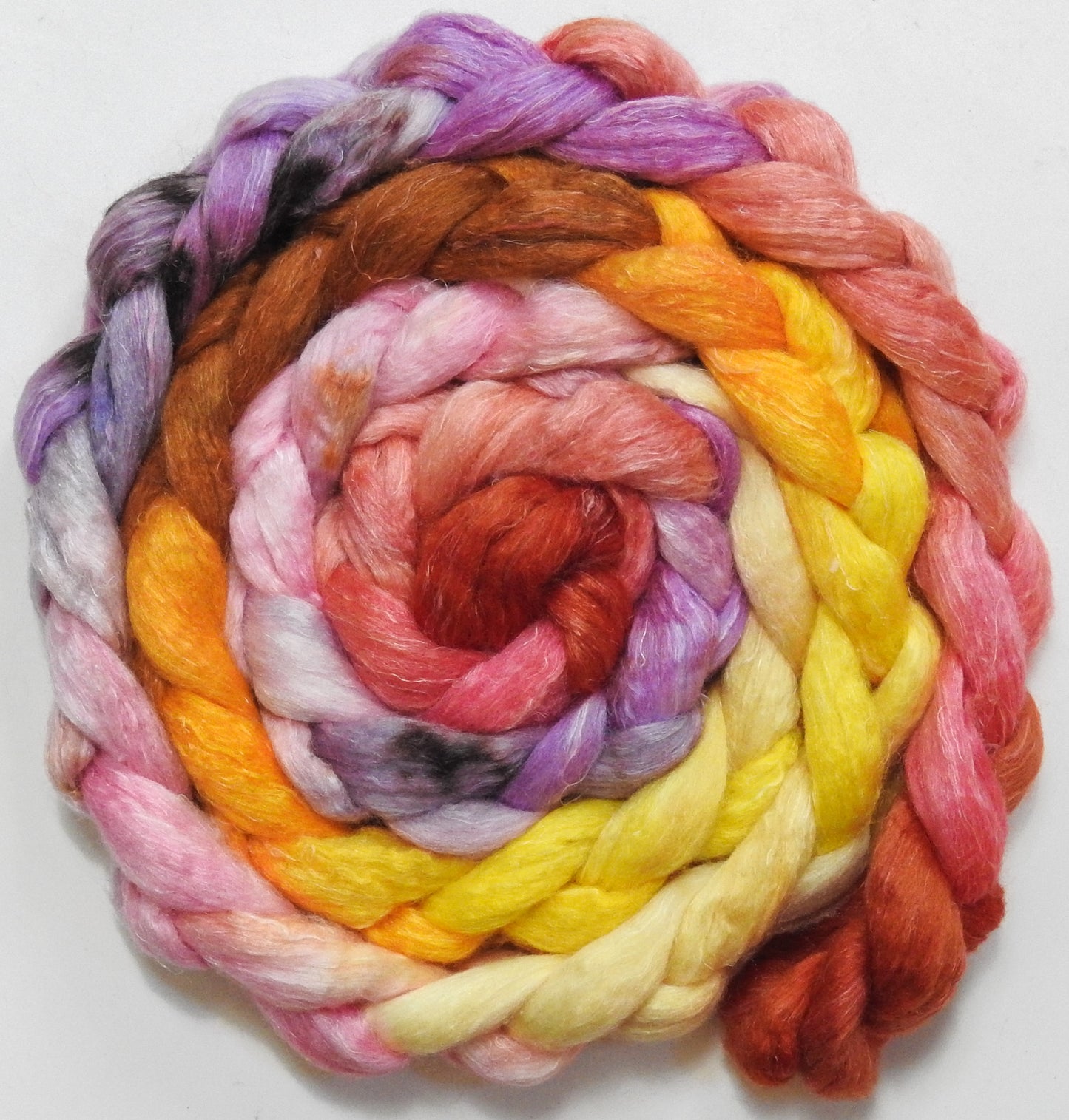 Park Güell (5.5 oz) - Batt in a Braid #3 - Polwarth/ Tussah Silk/ Flax (50/25/25)
