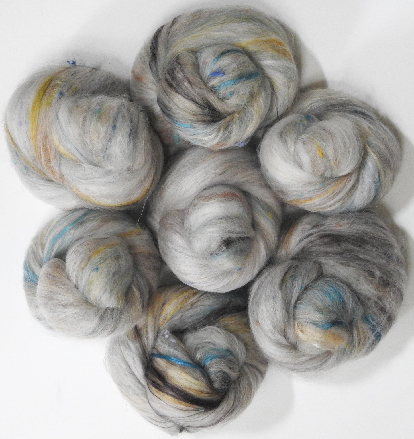 Grey Seal Pups - NON -Sparkle Sticklebatts (4 oz) - ANGORA, Corriedale, Merino, silk, silk noil