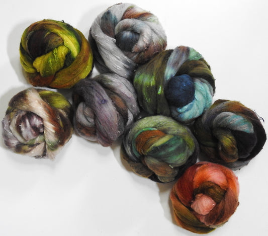 Raw Minerals  -Dyed Gradient Set -(11.5 oz.) - 25 micron Merino/ Silk Slubs (70/30)