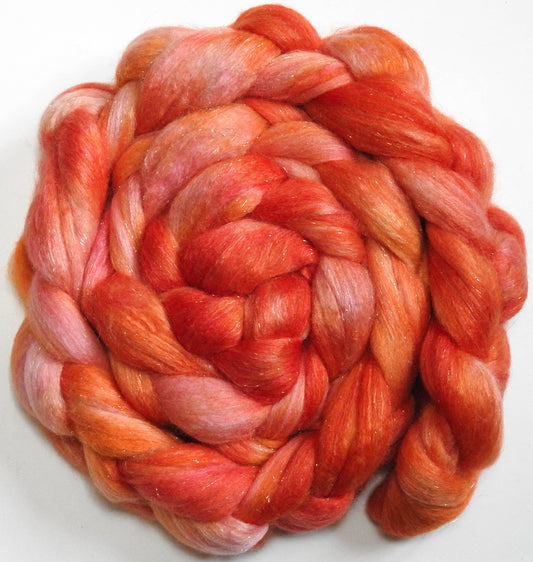 Hibiscus (5.6 oz.) - Batt in a Braid #41 - Llama / Merino ( 18 mic.)/ Mulberry silk/ Stellina (40/30/25/5)