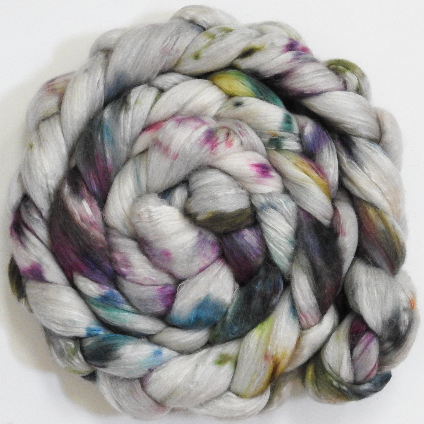 Moonstone - (5.6 oz) - Batt in a Braid #5 - Merino/ Camel/ silk/ faux cashmere/ firestar (25/25/25/13/12)