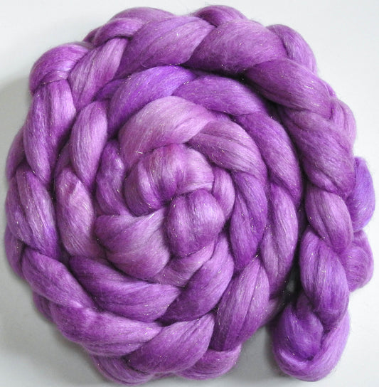 Blossom (5.5 oz.) - Batt in a Braid #41 - Llama / Merino ( 18 mic.)/ Mulberry silk/ Stellina (40/30/25/5)