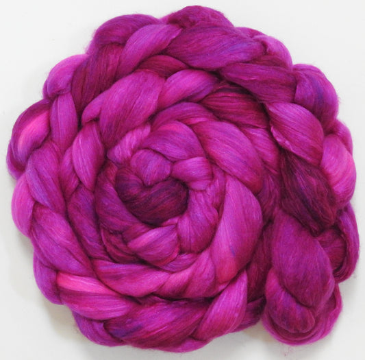 Dragonfruit - (5.6 oz) - Batt in a Braid #5 - Merino/ Camel/ silk/ faux cashmere/ firestar (25/25/25/13/12)