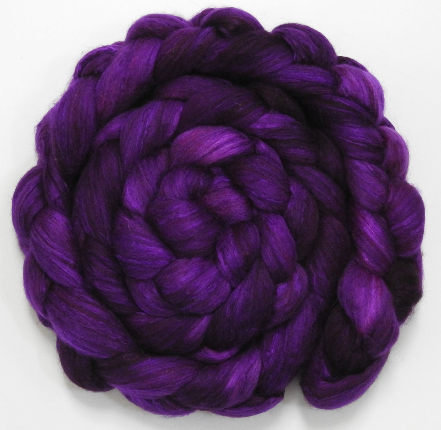 Pokeberry - (5.6 oz) - Batt in a Braid #5 - Merino/ Camel/ silk/ faux cashmere/ firestar (25/25/25/13/12)