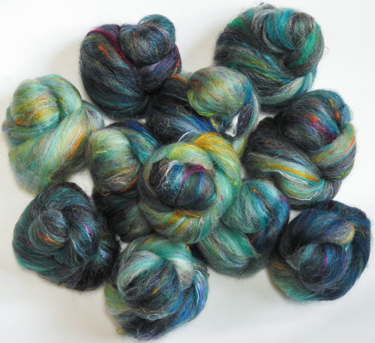 Midnight Swim - NON-Sparkle Sticklebatts -Nash Island fleece; CAMEL, merino, polwarth, silk, bamboo, sari silk