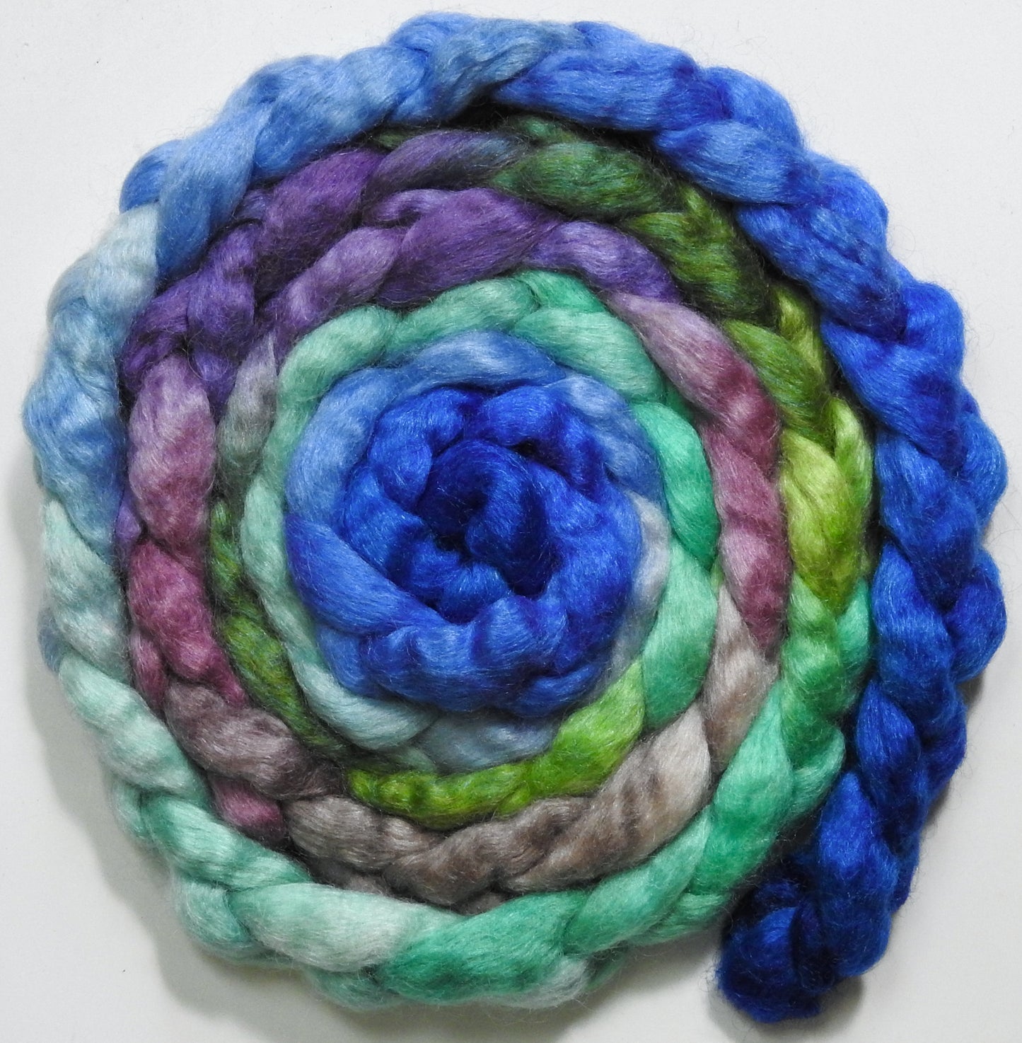 Casa Batlló (5.6 oz) - Batt in a Braid #52- Wensleydale/ Mulberry silk/ Polwarth (60/25/15)