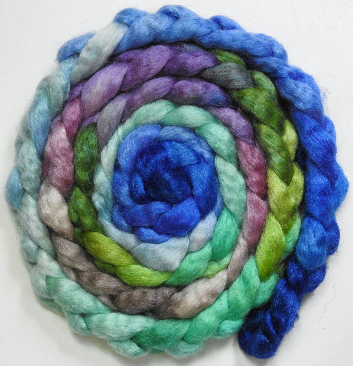 Casa Batlló (5.6 oz) - Batt in a Braid #52- Wensleydale/ Mulberry silk/ Polwarth (60/25/15)