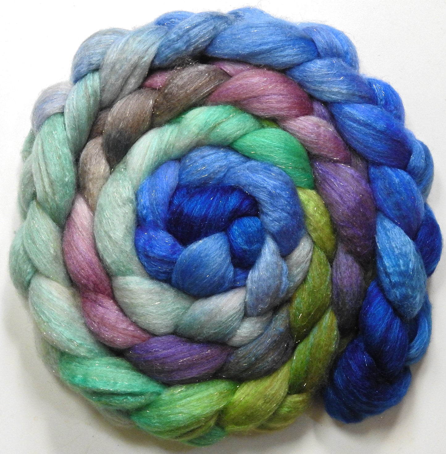 Casa Batlló (5.6 oz) - Batt in a Braid #67 - Polwarth/Baby Camel/Tussah Silk/Gold Stellina (40/25/25/10)