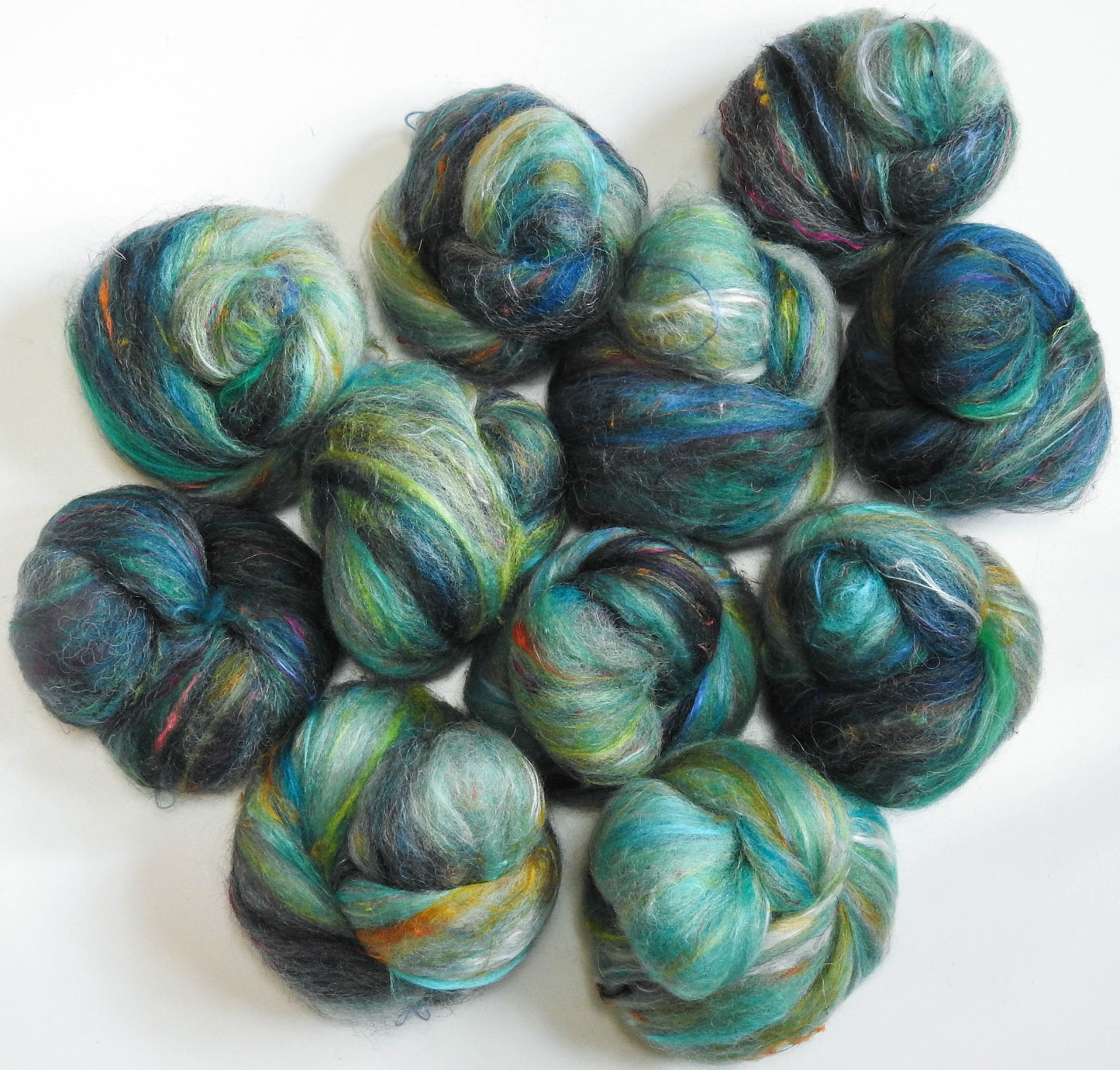 Midnight Swim - NON-Sparkle Sticklebatts -Nash Island fleece; CAMEL, merino, polwarth, silk, bamboo, sari silk