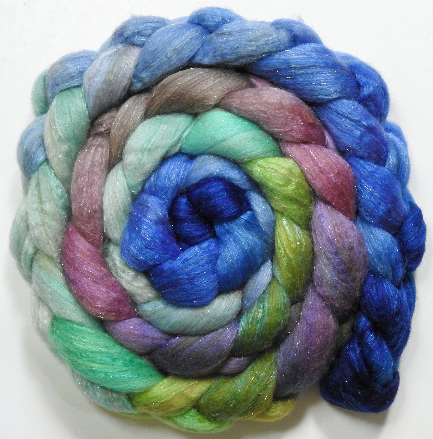 Casa Batlló (5.6 oz) - Batt in a Braid #67 - Polwarth/Baby Camel/Tussah Silk/Gold Stellina (40/25/25/10)
