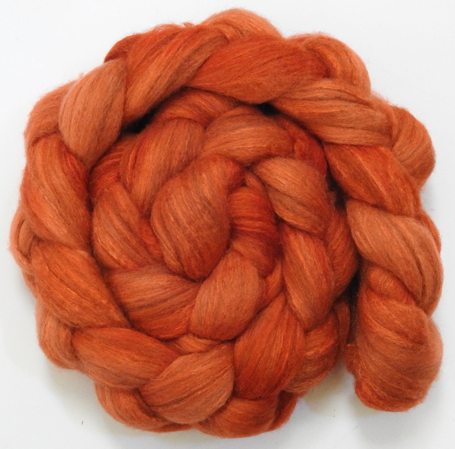 Carrot (5.6 oz) - Batt in a Braid #27 - Lt. Grey Shetland/ Falkland Merino / tussah silk (50/25/25)