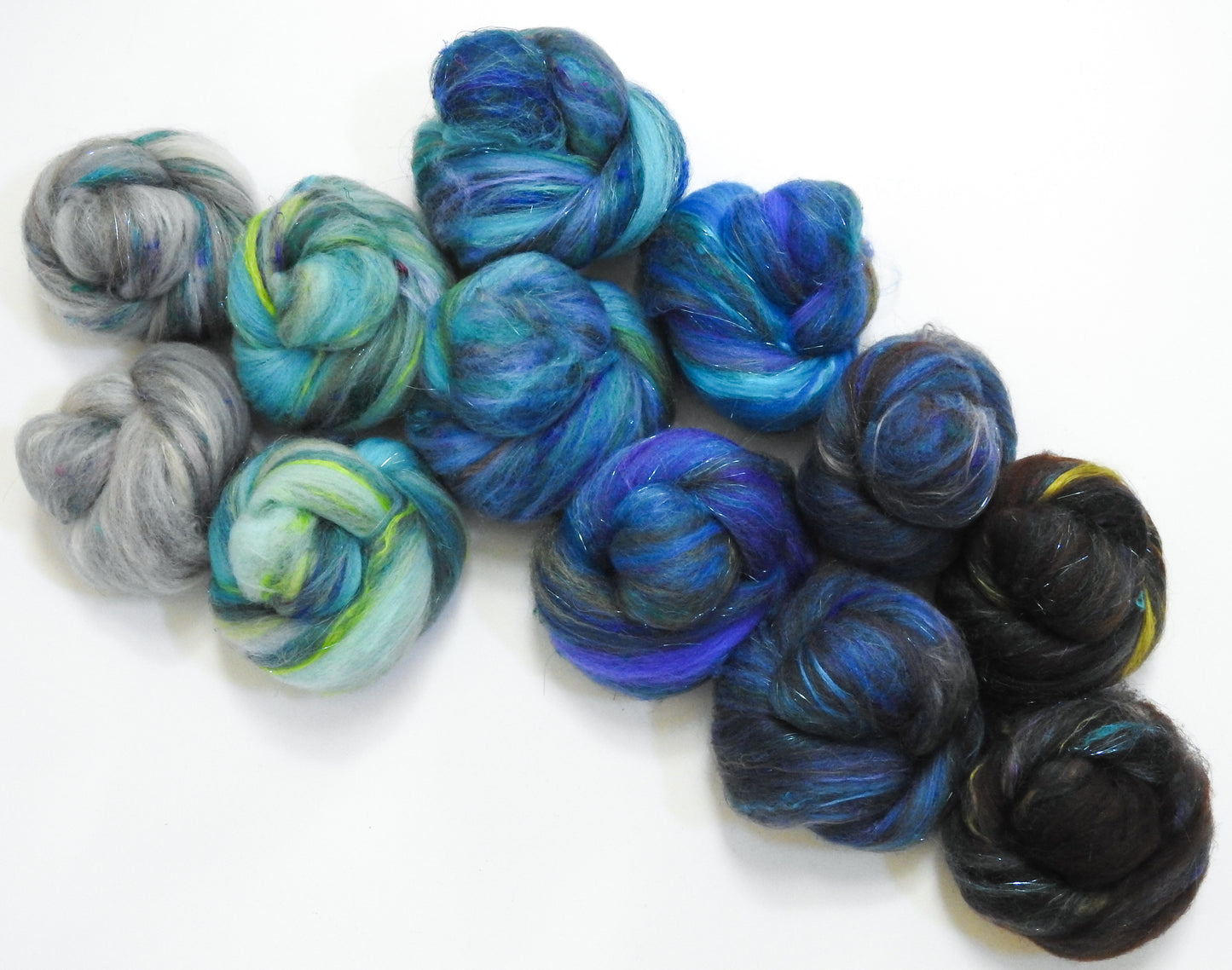 Sound of Iona - Sparkle Sticklebatts (4 oz) -BOND Fleece, Merino, Hebridean Wool,  silk, Sari silk, angelina