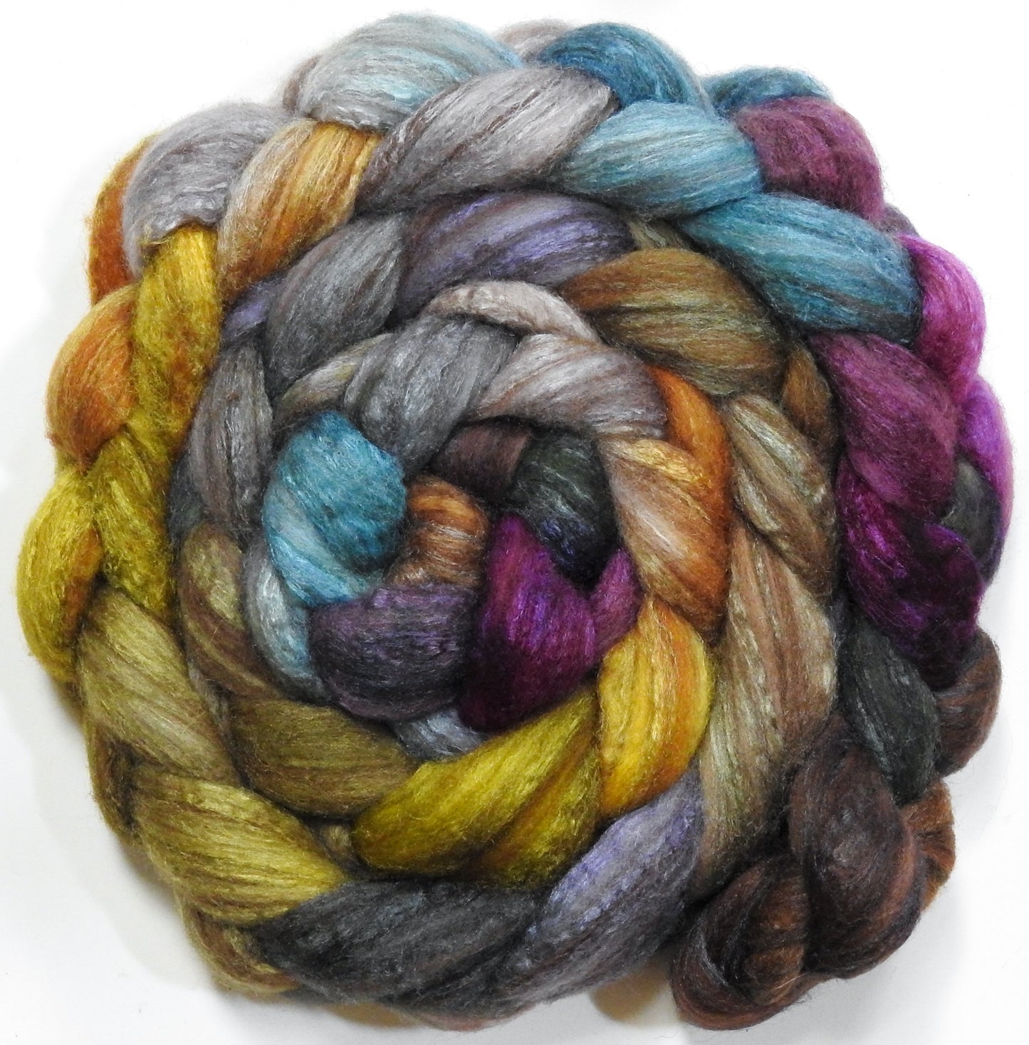 Stone Quarry (5.6 oz) - Batt in a Braid #69 - Manx Loaghtan/ Polwarth / tussah silk /nylon (30/30/30/10)