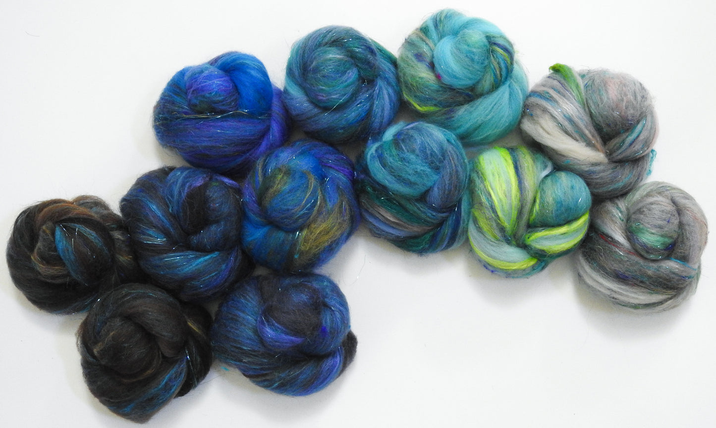 Sound of Iona - Sparkle Sticklebatts (4 oz) -BOND Fleece, Merino, Hebridean Wool,  silk, Sari silk, angelina