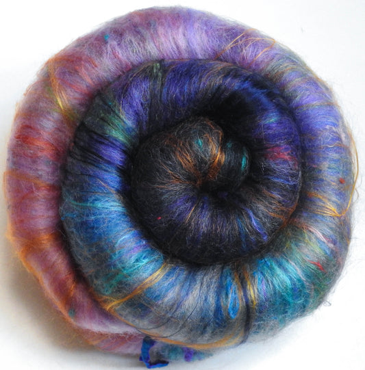Enchanted Valley (3.6 oz)- NON-Sparkle Roly-poly batt -Nash Island fleece; merino, polwarth, silk, bamboo, silk noil