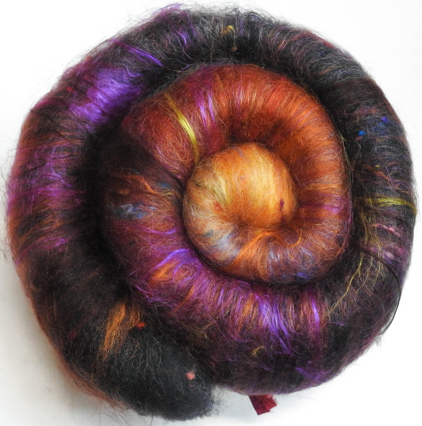 House of the Owl Witch - NON-Sparkle Roly-poly batt -Nash Island fleece; merino, CAMEL, polwarth, silk, bamboo, silk noil