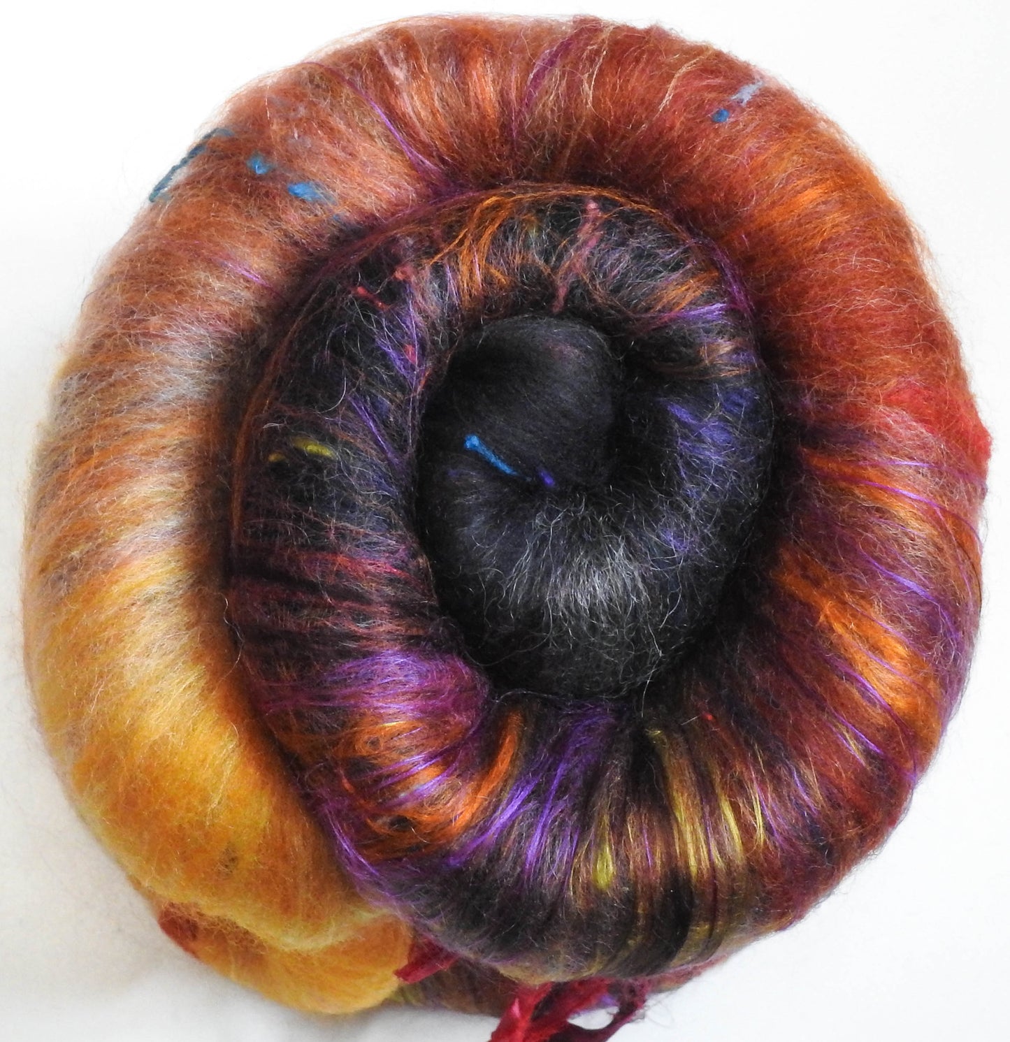 House of the Owl Witch - NON-Sparkle Roly-poly batt -Nash Island fleece; merino, CAMEL, polwarth, silk, bamboo, silk noil