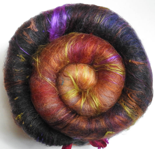 House of the Owl Witch - NON-Sparkle Roly-poly batt -Nash Island fleece; merino, CAMEL, polwarth, silk, bamboo, silk noil