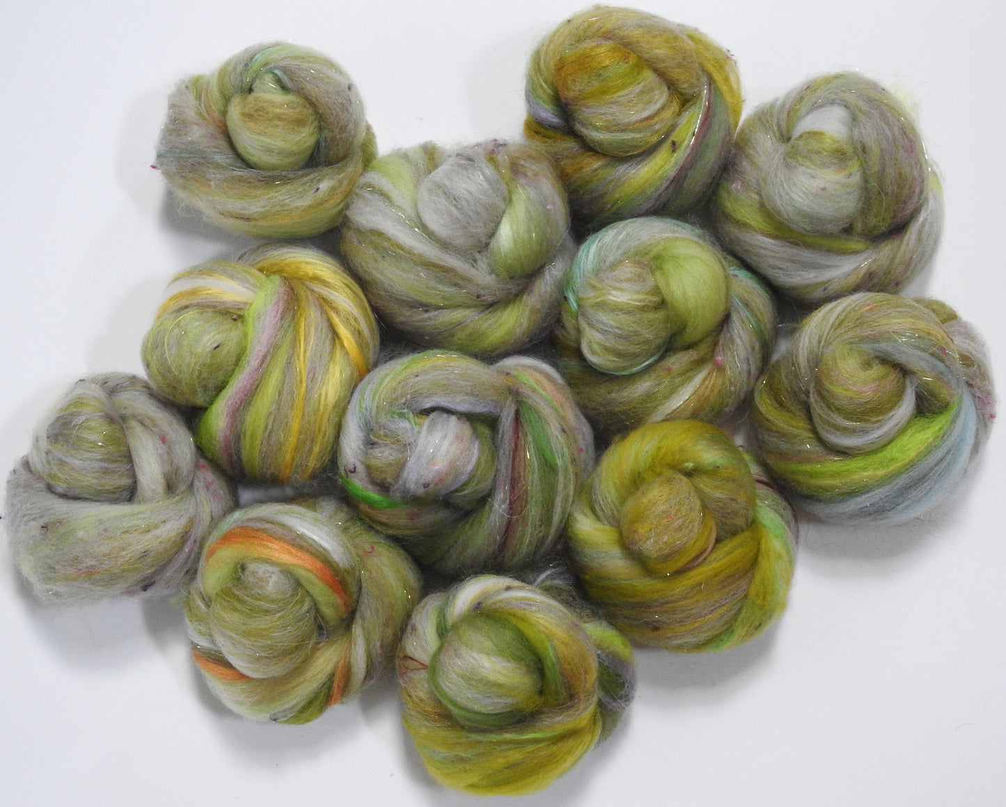 Greenstone - Sparkle Sticklebatts (4 oz) -BOND Fleece, Iona Lamb's wool, Merino, Hebridean Wool, Silk, Tweed blend, angelina