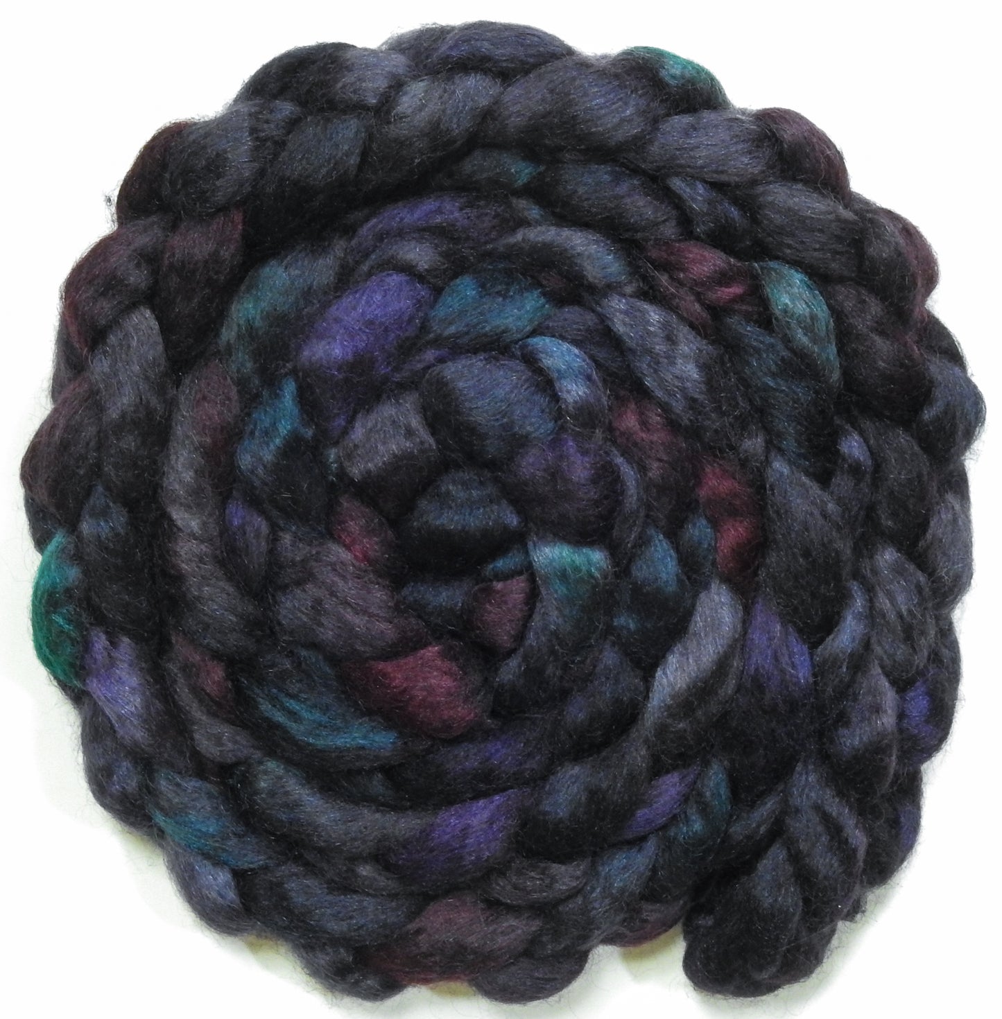 Witch King (6 oz) - Batt in a Braid #52- Wensleydale/ Mulberry silk/ Polwarth (60/25/15)