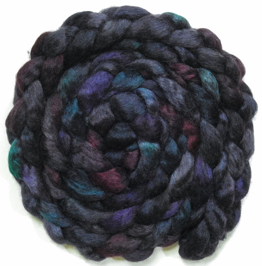 Witch King (6 oz) - Batt in a Braid #52- Wensleydale/ Mulberry silk/ Polwarth (60/25/15)