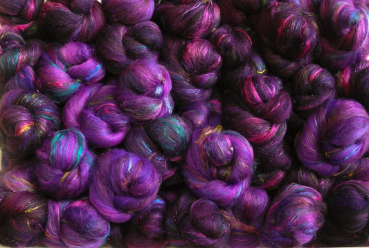 Berry Juice (4.4 oz) - Sparkle Sticklebatts -CVM/Rambouillet/Finn/Cotswold X fleece; merino, alpaca, mohair, silk, sari silk, angelina