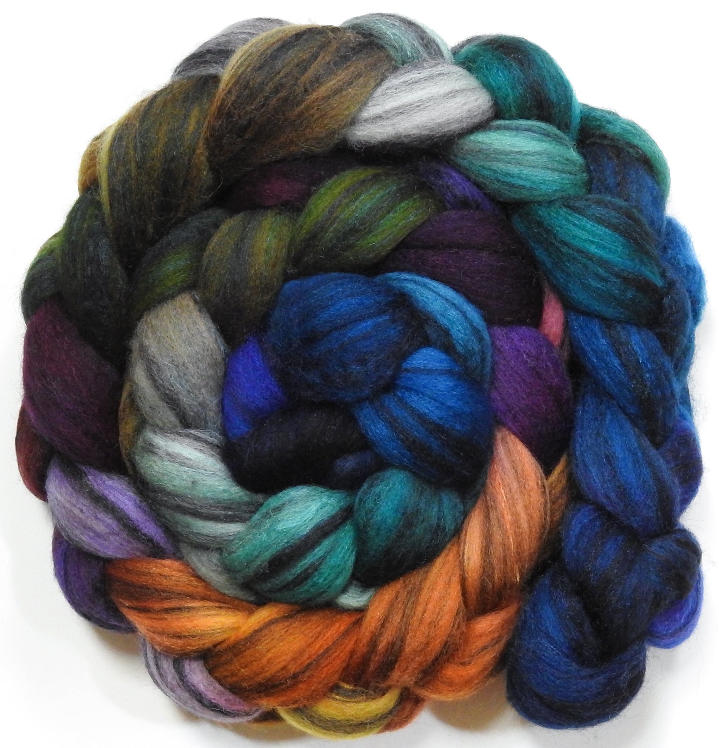 No Scotland, No Party! (5.8 oz) - Batt in a Braid #68 - Lt. Grey Shetland/ Falkland Merino / Black tussah silk (45/30/25)
