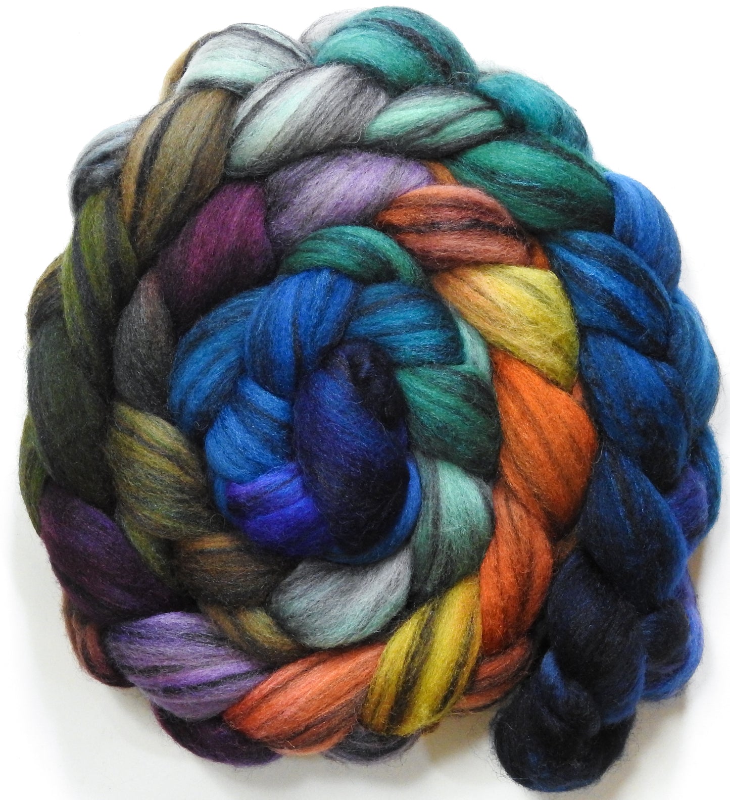 No Scotland, No Party! (5.8 oz) - Batt in a Braid #68 - Lt. Grey Shetland/ Falkland Merino / Black tussah silk (45/30/25)