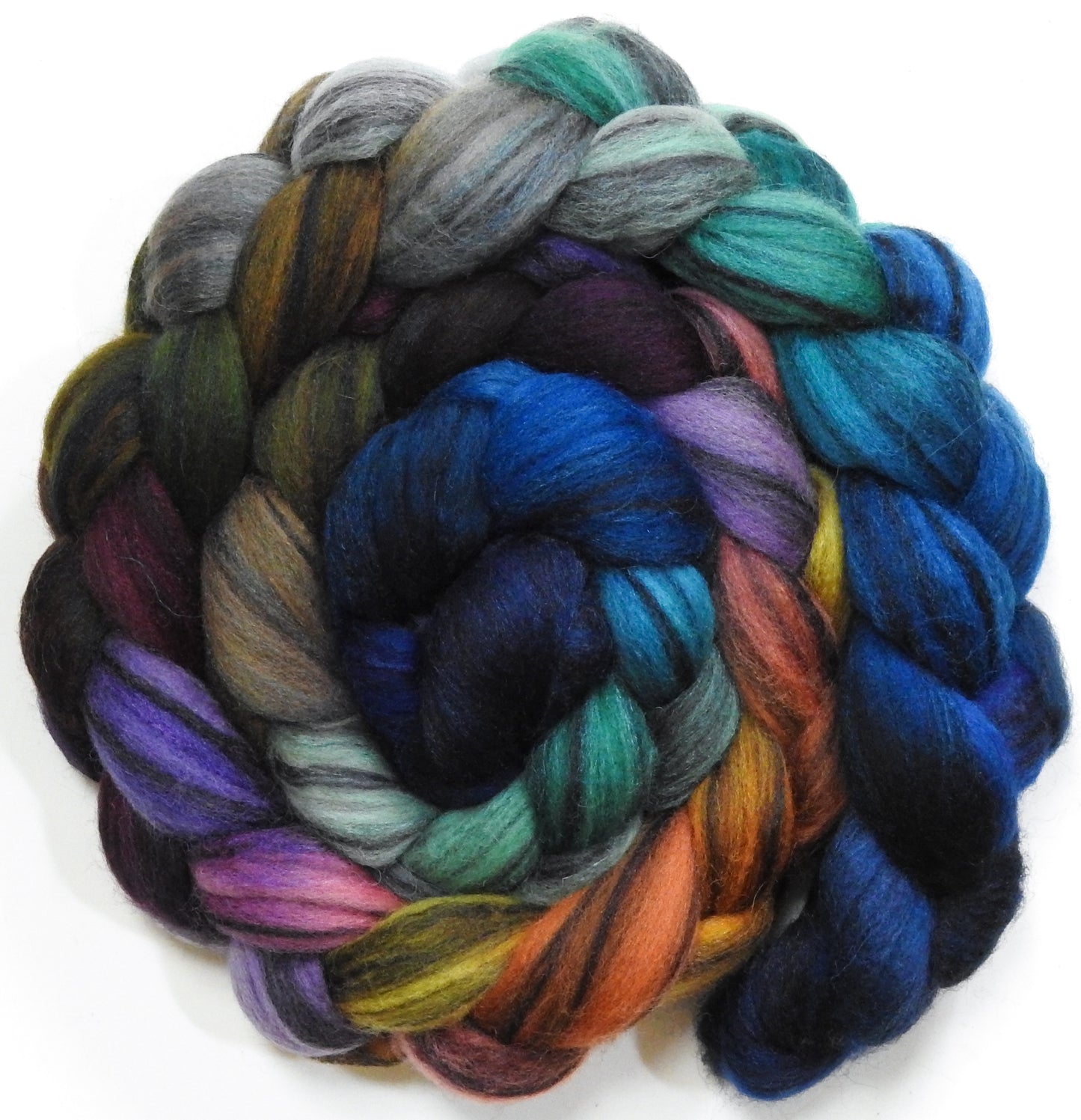 No Scotland, No Party! (5.8 oz) - Batt in a Braid #68 - Lt. Grey Shetland/ Falkland Merino / Black tussah silk (45/30/25)