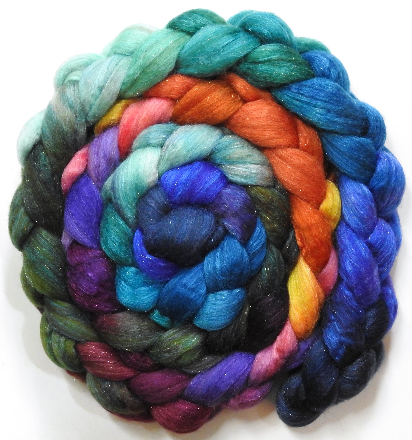No Scotland, No Party! (5.6 oz) - Batt in a Braid #67 - Polwarth/Baby Camel/Tussah Silk/Gold Stellina (40/25/25/10)