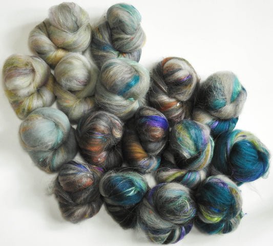Spiked batts - Nimrodel (4.5 oz) - Merino, CAMEL, Faroe Island Wool, silk and various add-ins from previous batts!