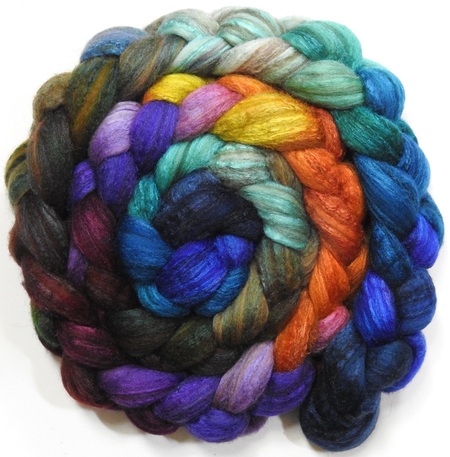 No Scotland, No Party! (5.7 oz) - Batt in a Braid #69 - Manx Loaghtan/ Polwarth / tussah silk /nylon (30/30/30/10)