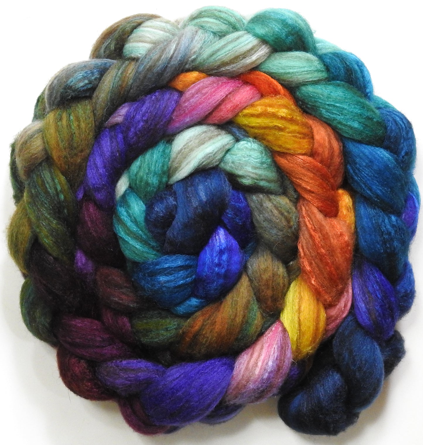 No Scotland, No Party! (5.7 oz) - Batt in a Braid #69 - Manx Loaghtan/ Polwarth / tussah silk /nylon (30/30/30/10)